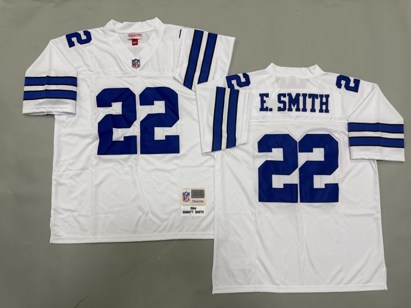 Men 2025 Nike Dallas Cowboys #22 E.Smith White Throwback Limited NFL Jersey 001